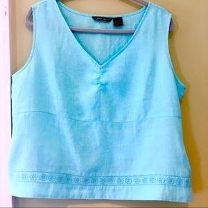 EDDIE BAUER Fitted Linen Top Women’s XL Aqua